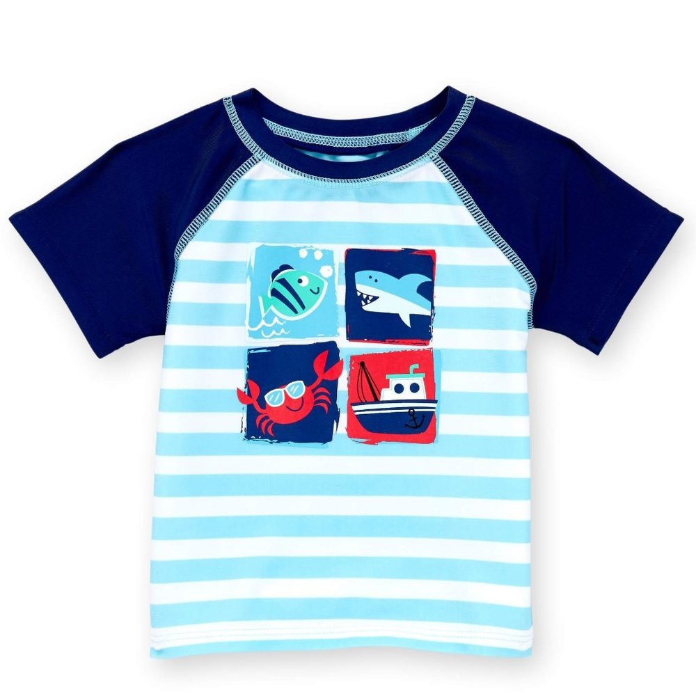 Baby Boys Healthtex Striped Rashguard Swim Top Shirt 3/6 6/12 12/18 18/24 mo NWT